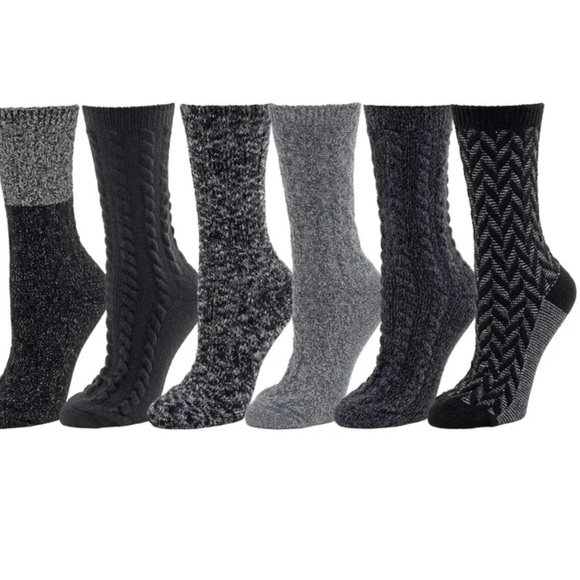 BearPaw Boot Socks Two 6 Packs Ivory and Black - Picture 7 of 11